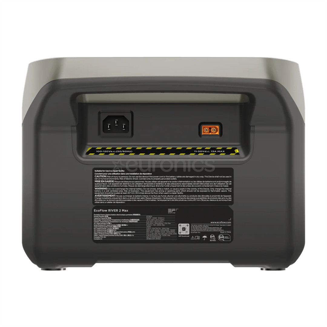 EcoFlow RIVER 2 Max 512 Wh, melna - Pārnēsājama spēkstacija