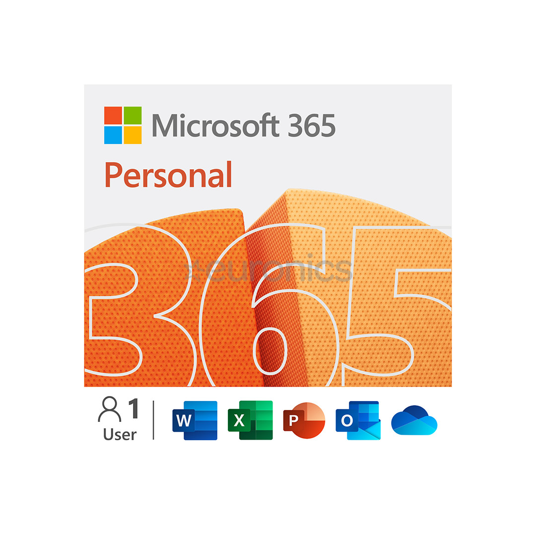 Microsoft 365 Personal, 12-month subscription, 1 user / 5 devices, 1 TB OneDrive, ENG - Software