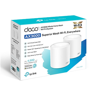 TP-Link Deco X50, WiFi 6, mesh, 2 gab., balta - Bezvadu rūteris