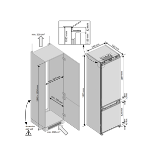 Beko, augstums 193.5 cm, 284 L - Iebūvējams ledusskapis