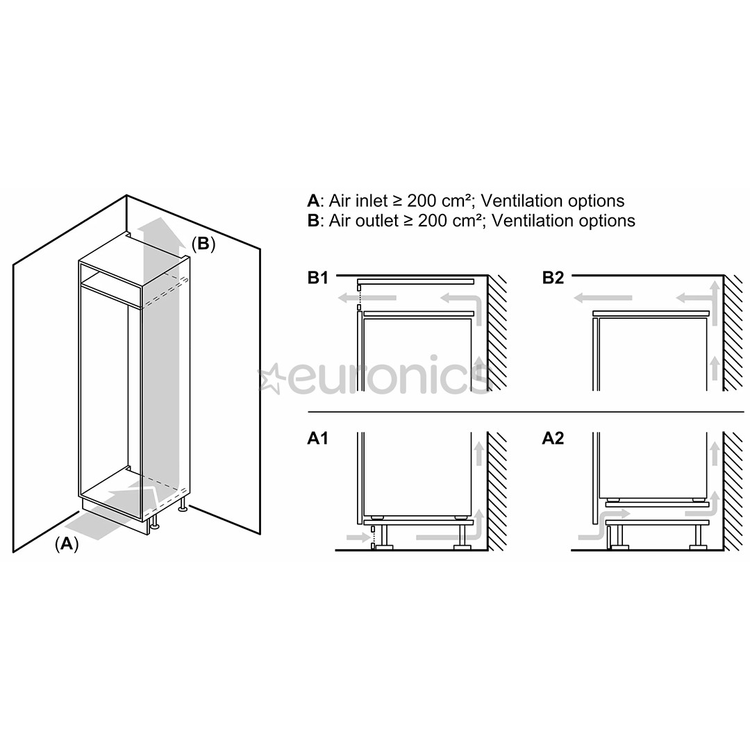 Bosch, Series 2, NoFrost, 260 L, 178 cm - Built-in refrigerator