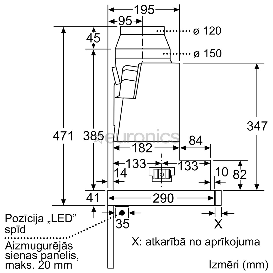 Bosch, 728 м³/ч, ширина 59,8 см, серебристый - Интегрируемая вытяжка