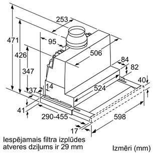 Bosch Serie 4, 728 m³/h, platums 59.8 cm, sudraba - Iebūvējams tvaika nosūcējs