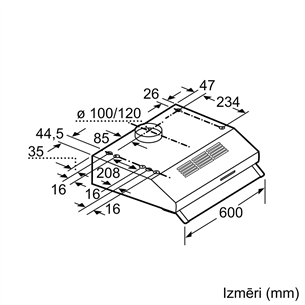 Bosch, 350 m³/h, width 60 cm, white - Cooker Hood