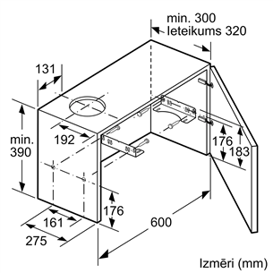 Bosch Serie 4, 405 m³/h, platums 59.8 cm, sudraba - Iebūvējams tvaika nosūcējs