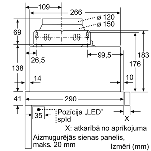 Bosch Serie 4, 405 m³/h, platums 59.8 cm, sudraba - Iebūvējams tvaika nosūcējs