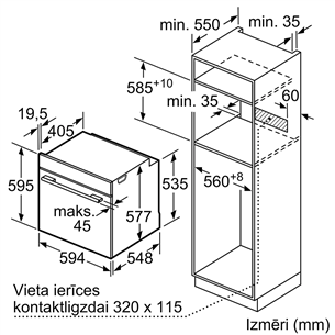 Iebūvējama elektriskā cepeškrāsns, Bosch (71 L)