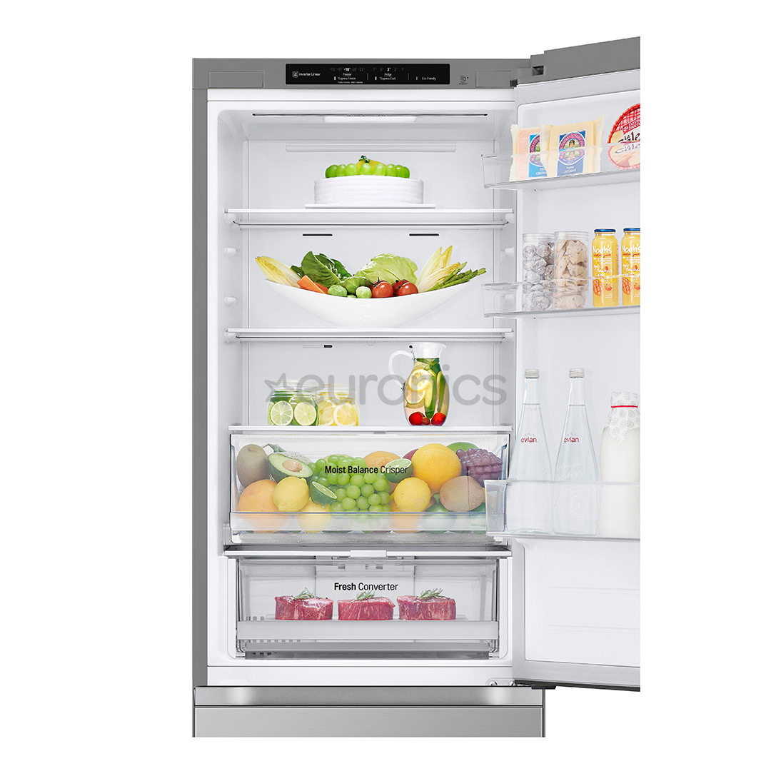 LG, NoFrost, 344 L, augstums 186 cm, sudraba - Ledusskapis