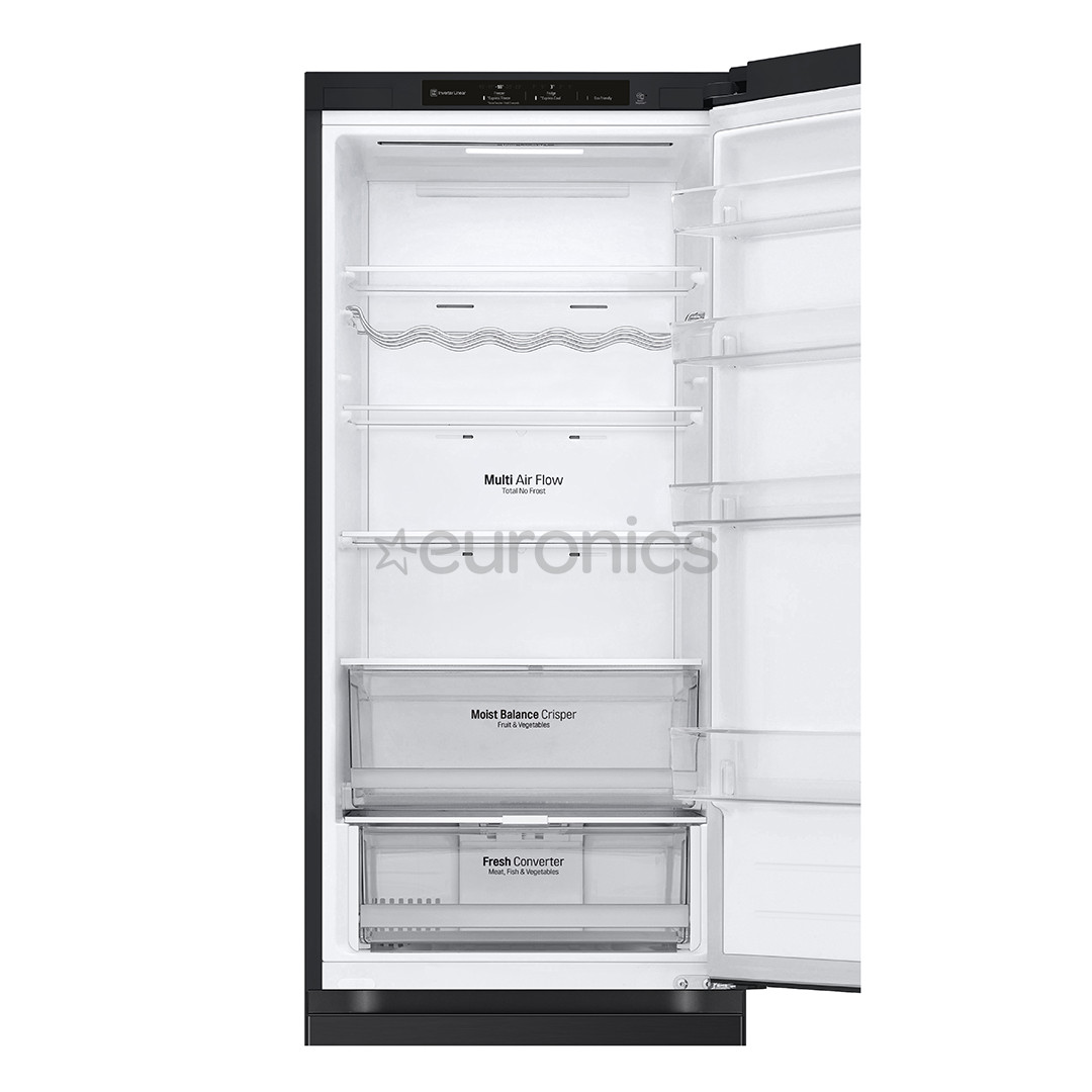 LG, NoFrost, 387 L, augstums 203 cm, melna - Ledusskapis