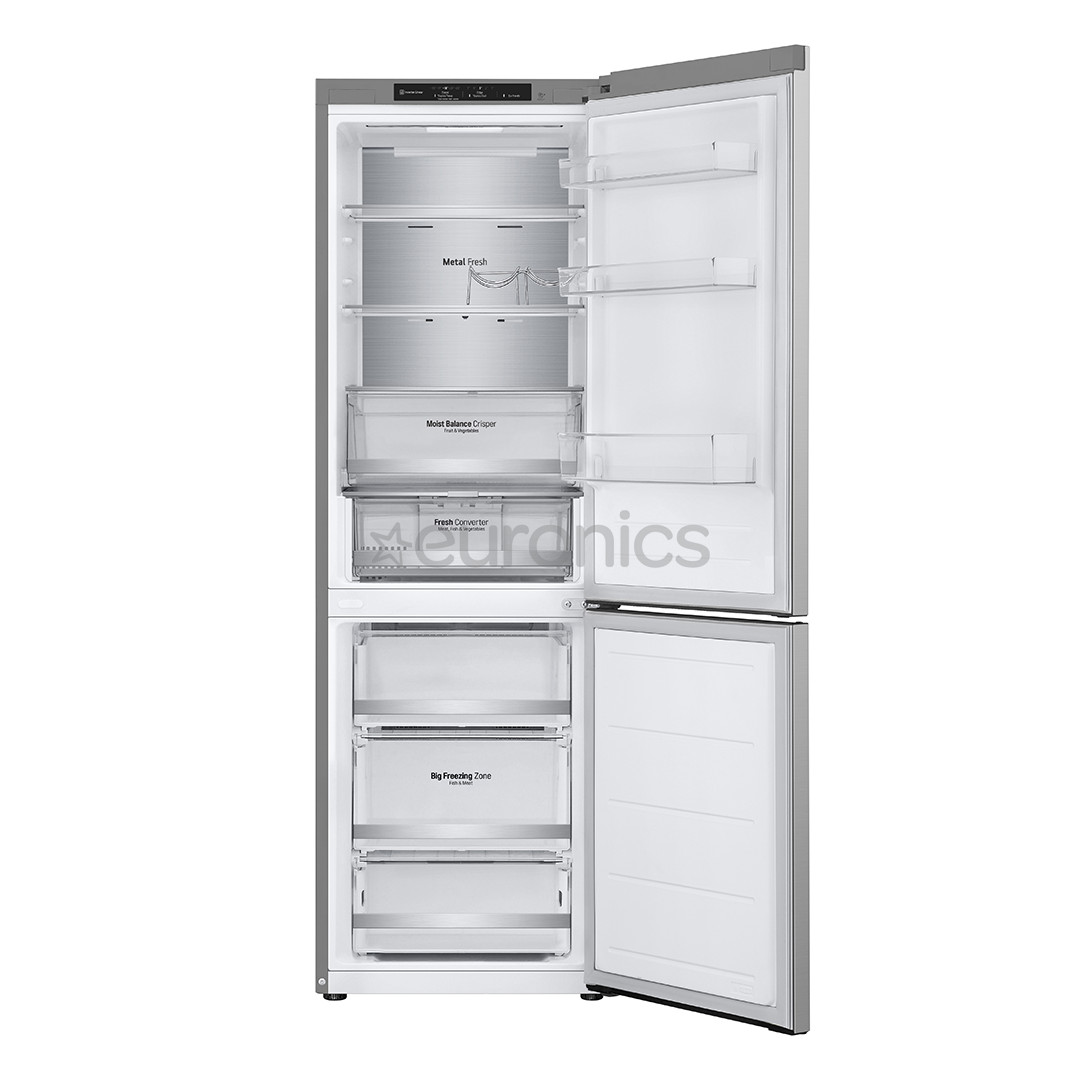 LG, NoFrost, 344 L, augstums 186 cm, sudraba - Ledusskapis