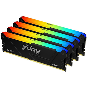 Kingston Fury Beast, 128 ГБ, DDR4-3600, Kit4, RGB - Память RAM KF436C18BB2AK4/128