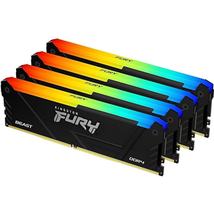 Kingston Fury Beast, 32 GB, DDR4-3200, Kit4, RGB - Operatīvā atmiņa KF432C16BB2AK4/32