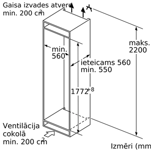 Bosch Series 4, No Frost, augstums 178 cm, 212 L - Iebūvējama saldētava