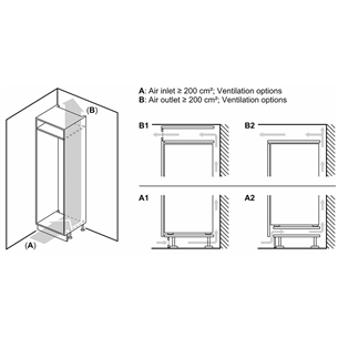 Bosch, Series 4,  280 L, augstums 178 cm - Iebūvējams ledusskapis