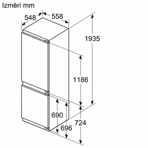 Bosch Series 4, No Frost, 290 L, augstums 194 cm - Iebūvējams ledusskapis