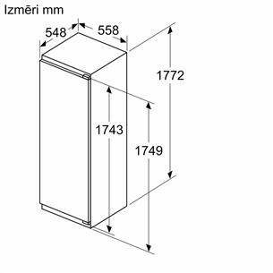 Bosch, Series 4,  280 L, augstums 178 cm - Iebūvējams ledusskapis