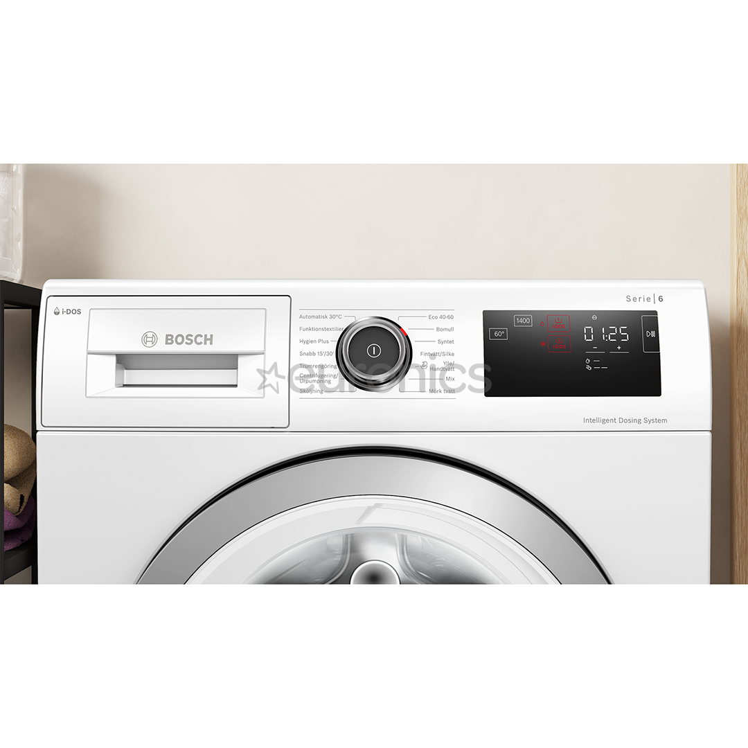 Bosch, Series 6, i-Dos, 9 kg, dziļums 59 cm, 1400 apgr/min., balta - Veļas mazgājamā mašīna ar priekšējo ielādi