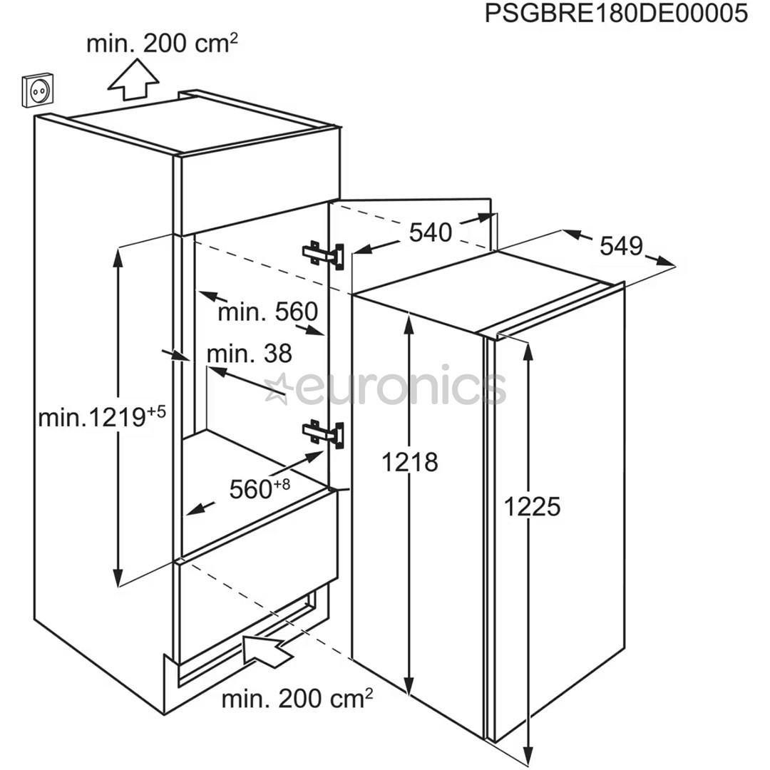 Electrolux, 500 Series, 208 л, высота 122 см - Интегрируемый холодильный шкаф