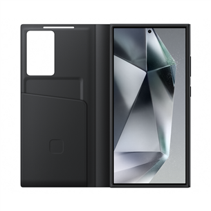 Samsung Smart View Wallet Case, Galaxy S24 Ultra, melna - Apvalks viedtālrunim