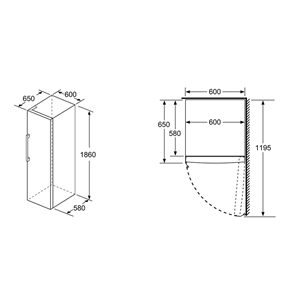 Bosch Series 6, NoFrost, 242 L, 186 cm, inox - Freezer