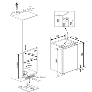 Beko, 110 L, height 87 cm - Built-in refrigerator