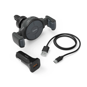 Hama FC10 Flex-Set, 10 W, Wireless, Qi Charging, melna - Bezvadu auto lādētājs 00201677