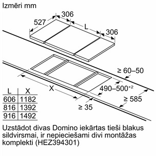 Bosch Serie 6 Domino, width 30.6 cm, steel frame, black - Built-in Induction Hob