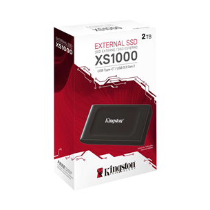 Kingston XS1000, 2 TB, melna - Ārējais SSD cietais disks