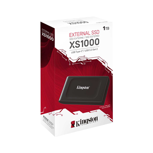 Kingston XS1000, 1 TB, melna - Ārējais SSD cietais disks