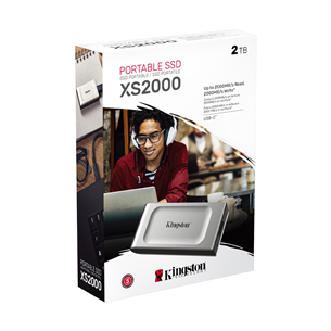 Kingston XS2000, 2 TB, sudraba - Ārējais SSD cietais disks