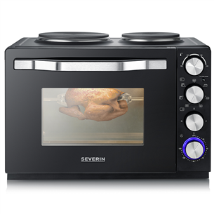 Severin, 30 L, 2500 W, black - Mini oven with two hotplates