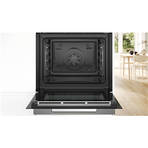 Bosch, Series 8, hydrolytic cleaning, 71 L, black - Built-in oven