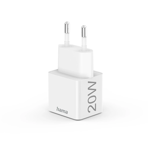 Hama Fast Charger, USB-C, 20 W, balta - Strāvas adapteris