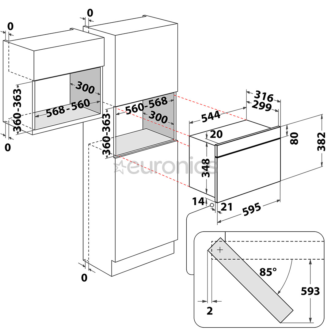 Whirlpool, 22 L, stainless steel - Built-in microwave oven