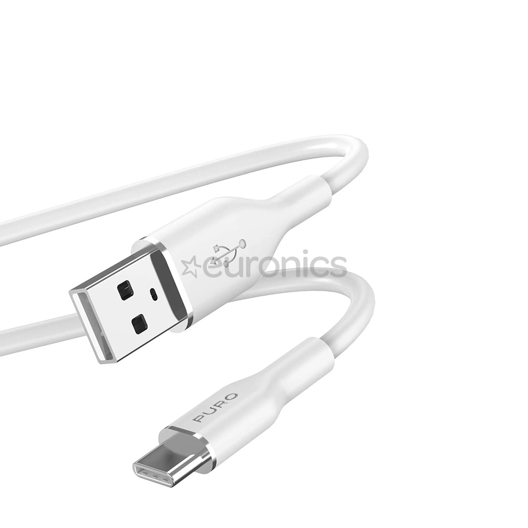 Puro Soft, USB-A / USB-C, 1.5 m, white - Cable