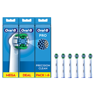 Braun Oral-B Precision Clean Pro, 6 gab., balta - Uzgaļi elektriskajai zobu birstei EB20-6