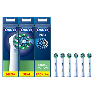 Braun Oral-B Cross Action Pro, 6 gab., balta - Uzgaļi elektriskajai zobu birstei
