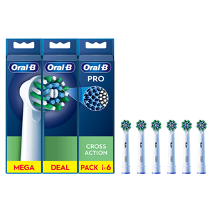 Braun Oral-B Cross Action Pro, 6 gab., balta - Uzgaļi elektriskajai zobu birstei EB50-6