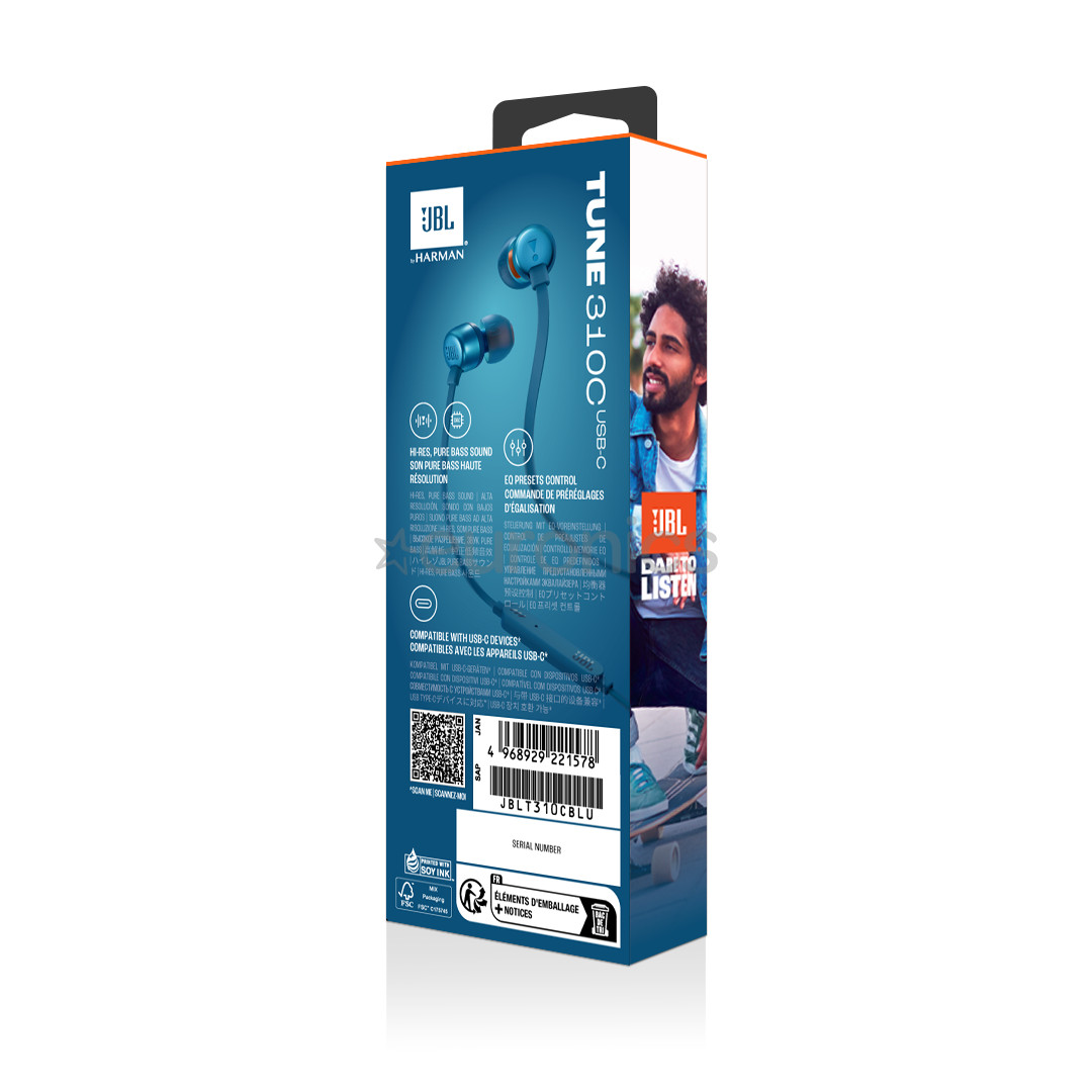 JBL Tune 310C USB-C, zila - Austiņas