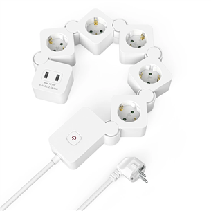 Hama Power Strip, 5 ligzdas, USB, 12 W, elastīgs, 1.4 m - Pagarinātājs