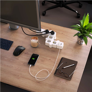 Hama Power Strip, 5 розеток, USB, 12 Вт, гибкий, 1,4 м, белый - Удлинитель