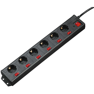 Hama Power Strip, 6-way, 1.4 m, black - Power Strip 00137259