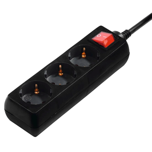 Hama Power Strip, 3-way, 3 m, black  - Power Strip