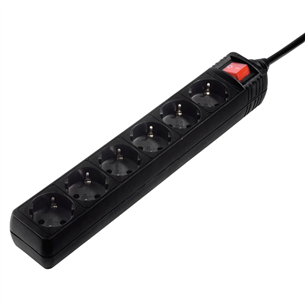 Hama Power Strip, 6 rozetes, 3 m, melna - Pagarinātājs 00137265