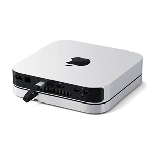 Satechi Mac Mini Stand & Hub, SSD ligzda, sudraba - Mac USB centrmezgls