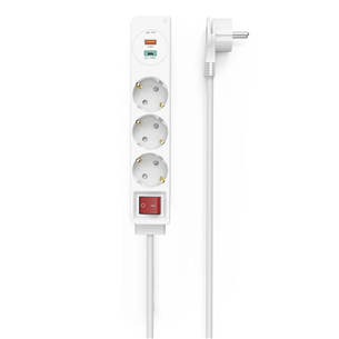 Hama Power Strip, 1,4m, USB, white - Extension cord