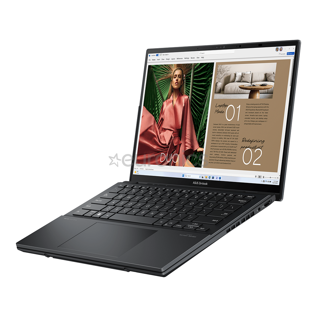 ASUS Zenbook DUO, 2x 14'', 3K, OLED, touch, 120 Hz, Ultra 9, 32 GB, 1 TB, W11P, ENG, inkwell gray - Notebook