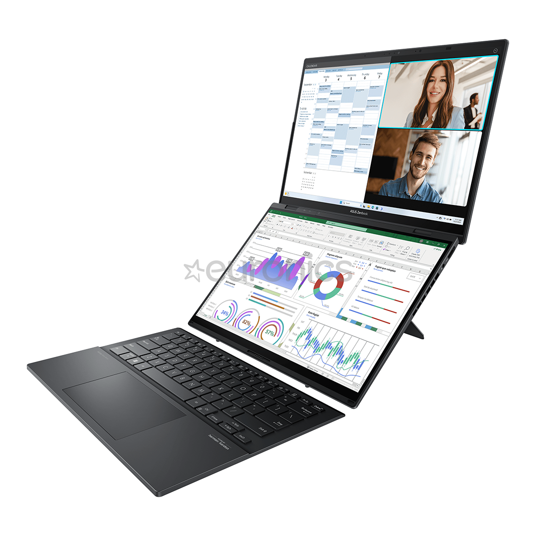 ASUS Zenbook DUO, 2x 14'', 3K, OLED, touch, 120 Hz, Ultra 9, 32 GB, 1 TB, W11P, ENG, inkwell gray - Notebook
