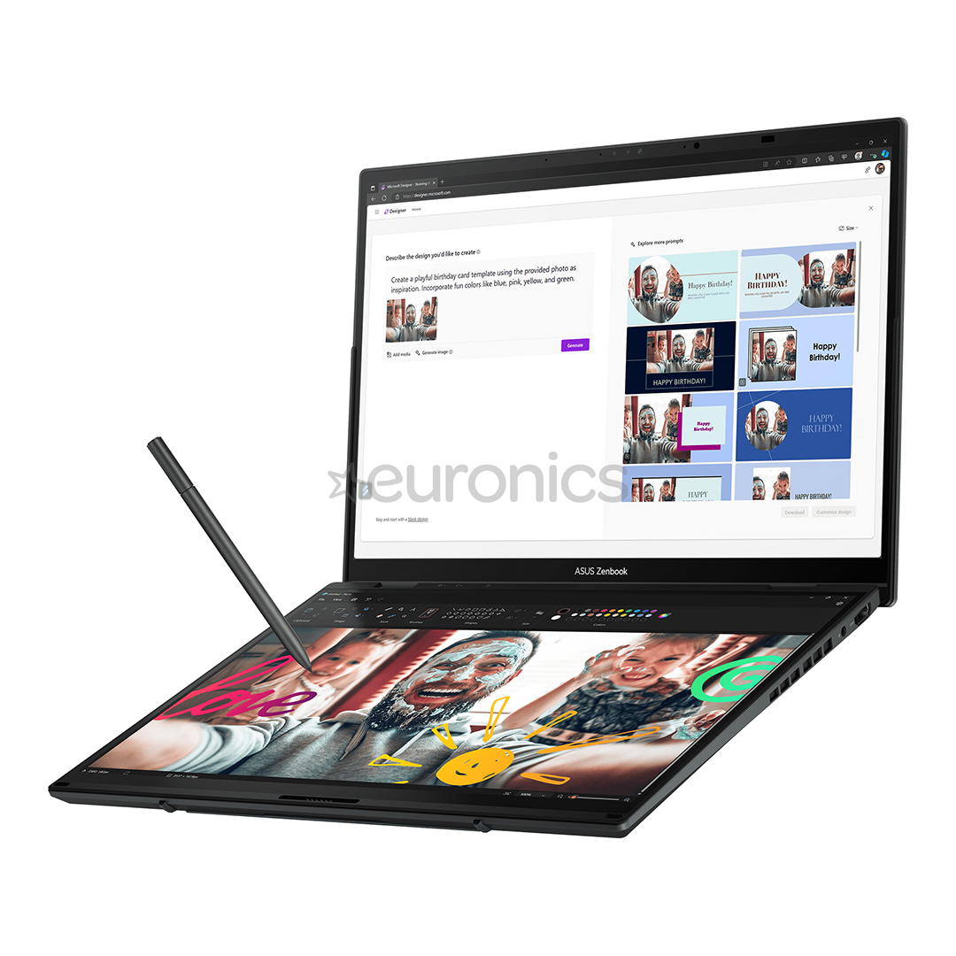 ASUS Zenbook DUO, 2x 14'', 3K, OLED, touch, 120 Hz, Ultra 9, 32 GB, 1 TB, W11P, ENG, inkwell gray - Notebook
