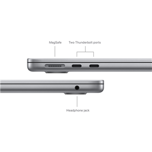 Apple MacBook Air 13'' (2024), M3 8C/8C, 8 ГБ, 256 ГБ, ENG, серый - Ноутбук